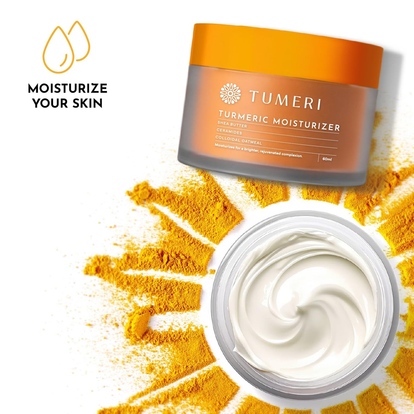 Turmeric Face Moisturizer Cream and Body Cream 60 Ml – Nourishing and Hydrating Face Cream for Dry Skin – Infused with Turmeric Curcumin, Shea Butter, Colloidal Oatmeal